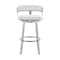 Armen Living Lorin 26" White Faux Leather and Brushed Stainless Steel Swivel Bar Stool LCLRBABSWH26 - alternate 5